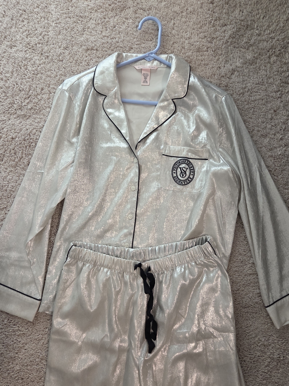 Victoria Secret Glazed Satin Long Pajama Set NWOT